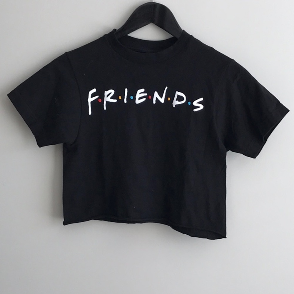 Friends Crop T-shirt- Black- Size XS/S